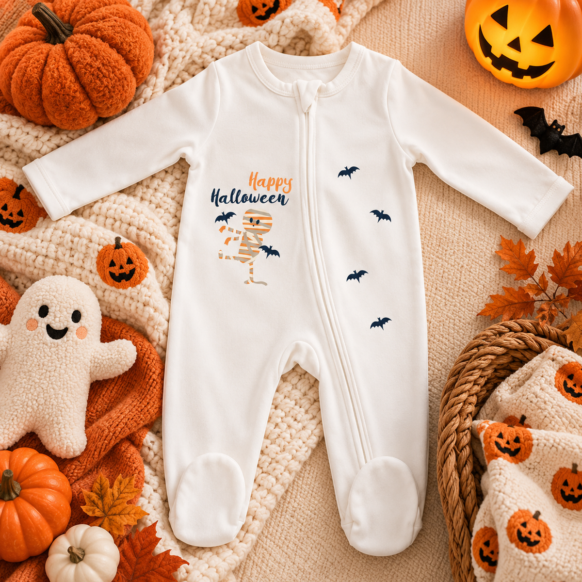 Zonaeffe - Tutina con mummia di Halloween - col. panna - Unisex